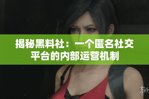 揭秘黑料社：一个匿名社交平台的内部运营机制