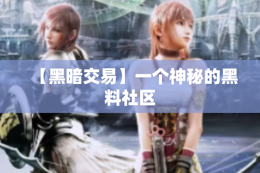 【黑暗交易】一个神秘的黑料社区