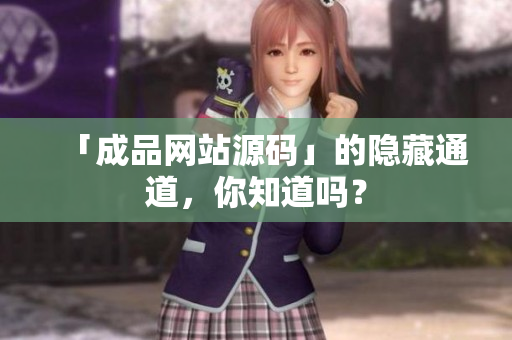 「成品网站源码」的隐藏通道，你知道吗？