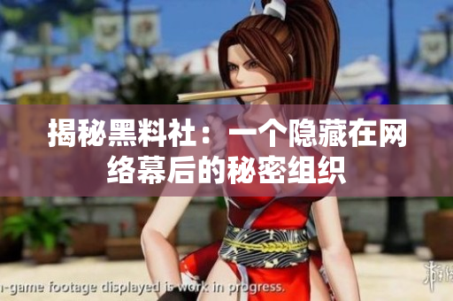 揭秘黑料社：一个隐藏在网络幕后的秘密组织