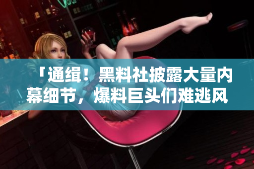 「通缉！黑料社披露大量内幕细节，爆料巨头们难逃风暴」