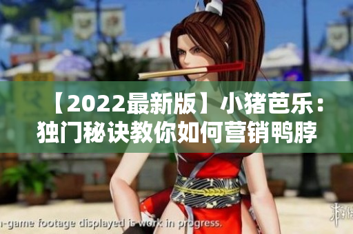 【2022最新版】小猪芭乐：独门秘诀教你如何营销鸭脖！