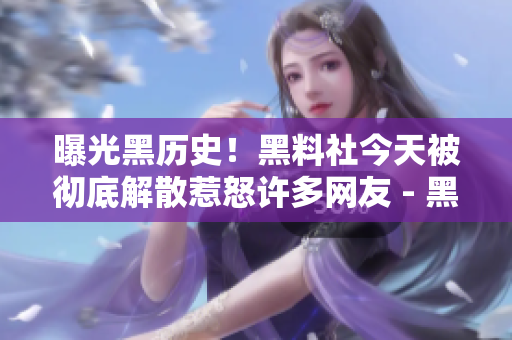 曝光黑历史！黑料社今天被彻底解散惹怒许多网友 - 黑料社成为网友眼中的黑历史，遭彻底解散