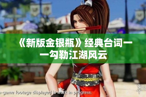 《新版金银瓶》经典台词一一勾勒江湖风云