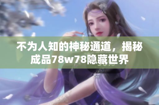 不为人知的神秘通道，揭秘成品78w78隐藏世界
