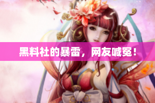 黑料社的暴雷，网友喊冤！